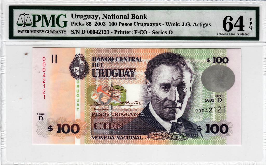 Uruguay, Banco Central, Pick #85 2003 100  Pesos Uruguayos.jpg