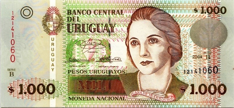 Uruguay, Banco Central, Pick #91 a 2004 1000 Pesos Uruguayos 2.jpg