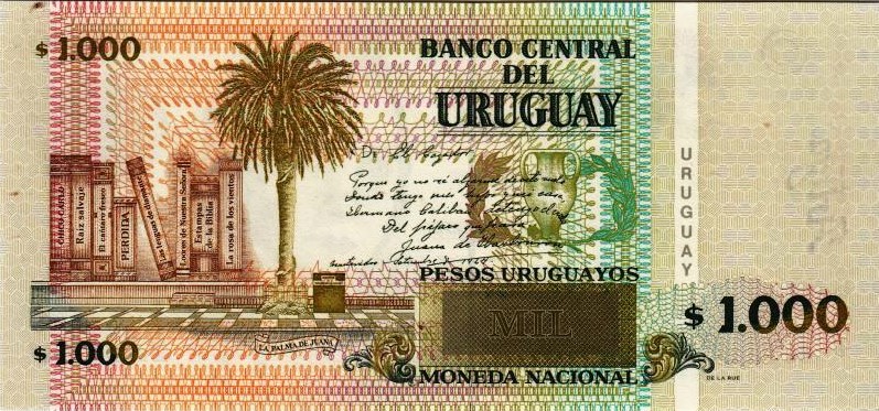 Uruguay, Banco Central, Pick #91 a 2004 1000 Pesos Uruguayos back 2.jpg