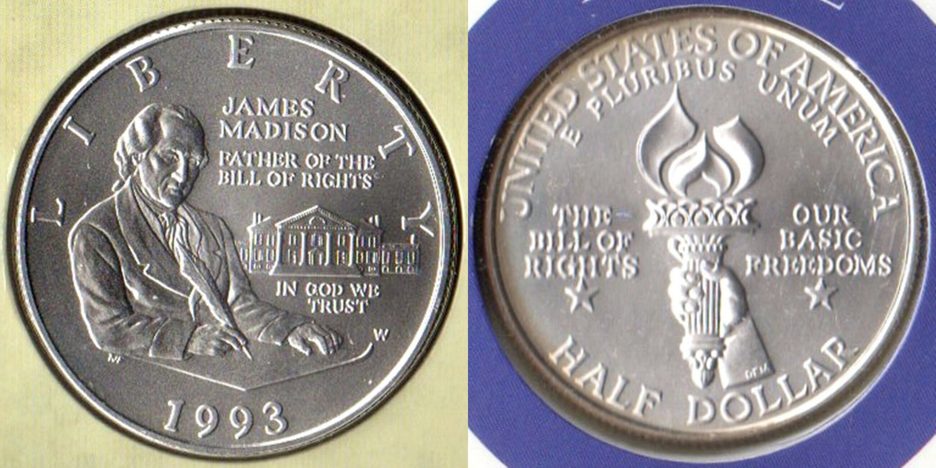 US 1993 W MADISON BILL OF RIGHTS SILVER HALF DOLLAR FREEDOM PACK SPECIAL ED 2.jpg