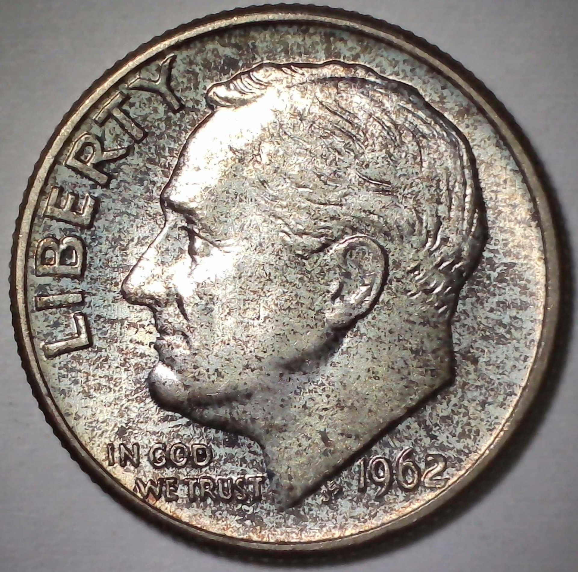 US Roosevelt Dime 1962 UNC #13 Obverse.jpg