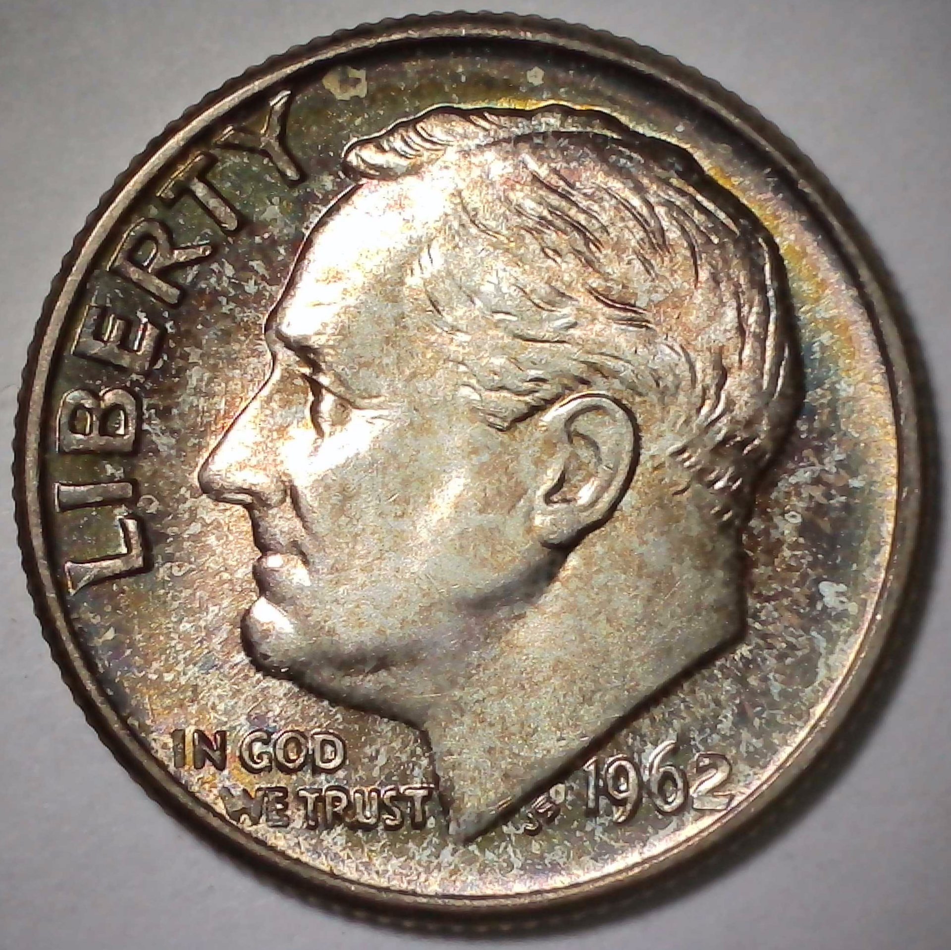 US Roosevelt Dime 1962 UNC #6 Obverse.jpg
