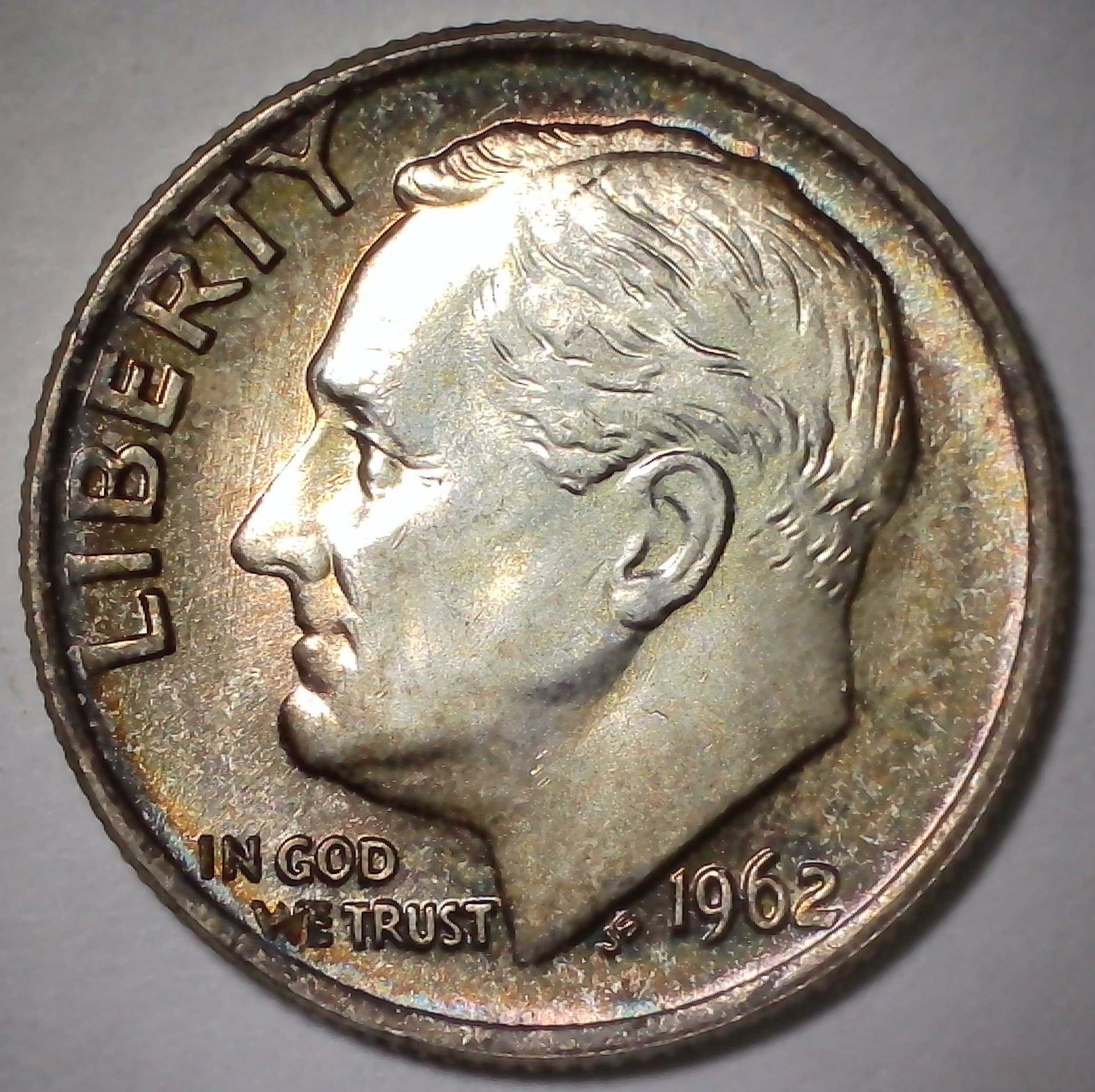 US Roosevelt Dime 1962 UNC #8 Obverse.jpg
