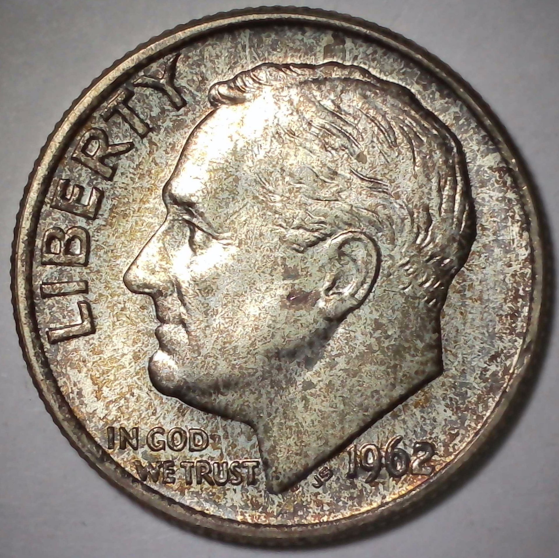 US Roosevelt Dime 1962 UNC #9 Obverse.jpg