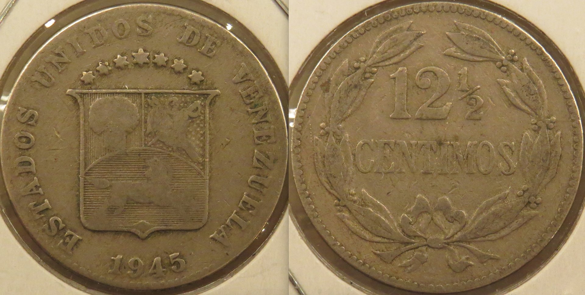 Venezuela 12 1:2 Centimos 1945.jpeg