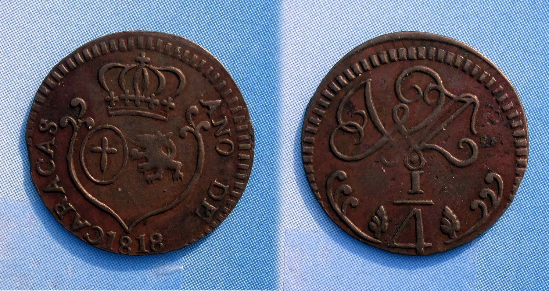 Venezuela 1818 Caracus Quarter Real.jpg