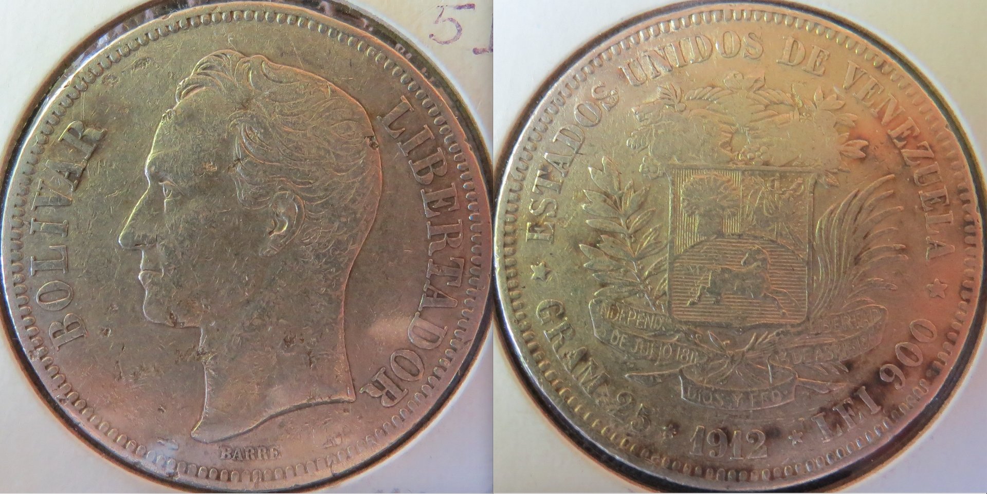 Venezuela 1912 5 Bolívares.jpeg