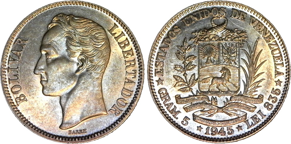 VENEZUELA -1945 P -1 BOLIVAR Y22a rev-side-cutout.jpg