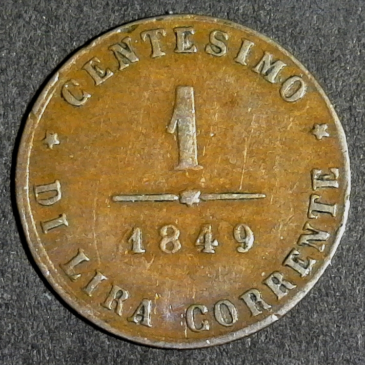 Venice 1 Centisimo revolutionary coinage 1849 obverse edit less 10.jpg