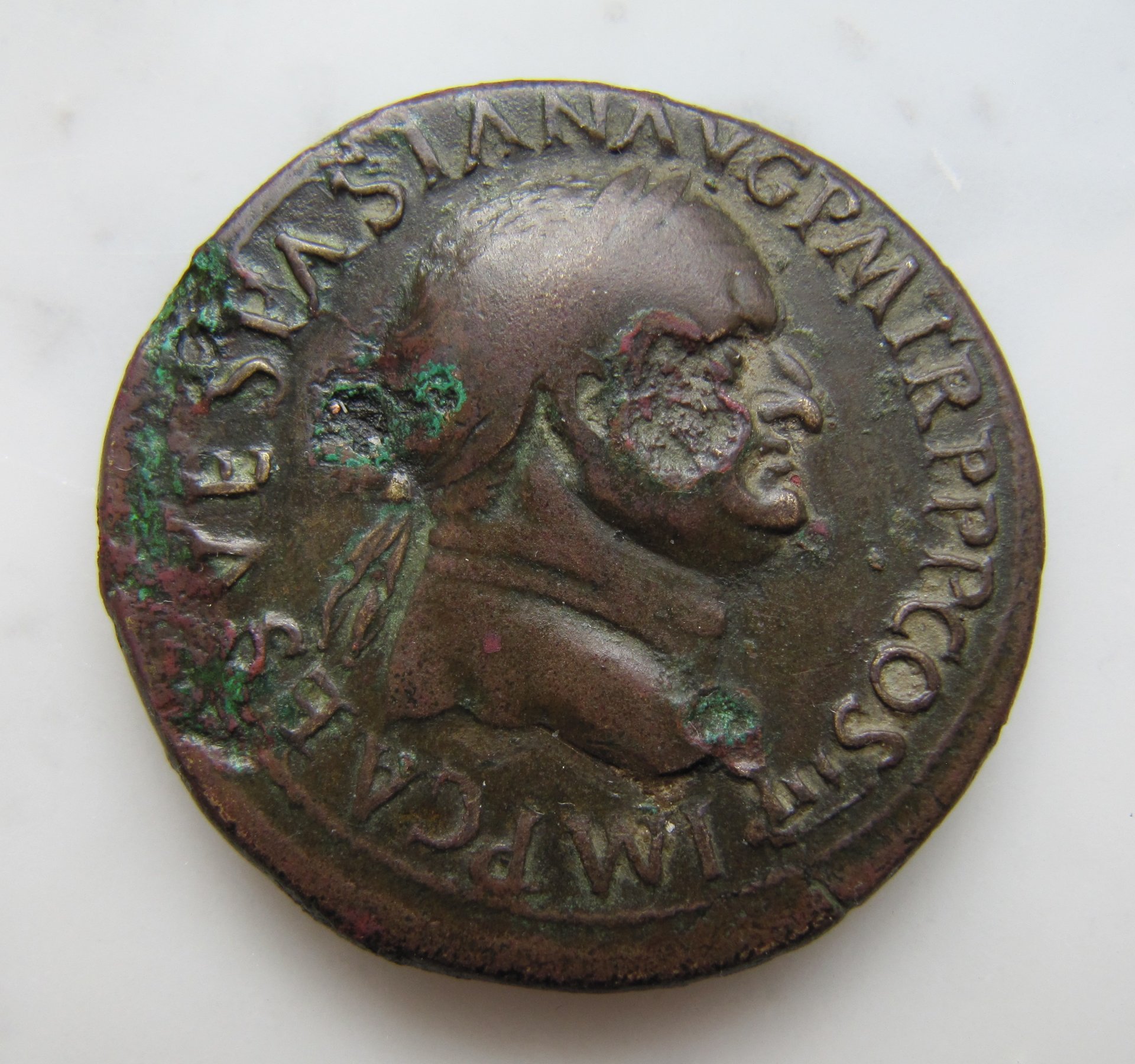 Vespasian Sestertius Wreath RIC 1137-Example 2- OBV - 1.jpg