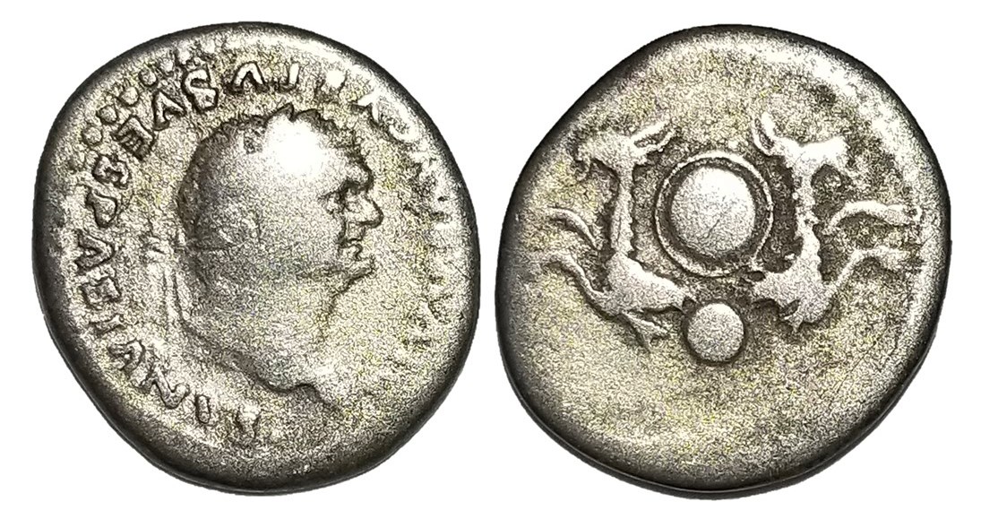 Vespasian two capricorns posthumous denarius a.jpg