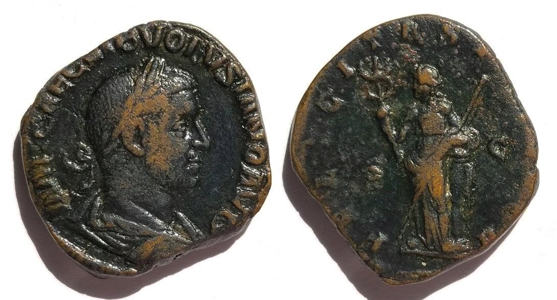 Volusian FELICITAS PVBLICA sestertius.jpg