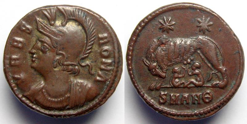 Vrbs Roma wolf Antioch 330-335 (unlisted bust type, cf RIC VII Antioch 91) head-up #2 18x17mm.jpg