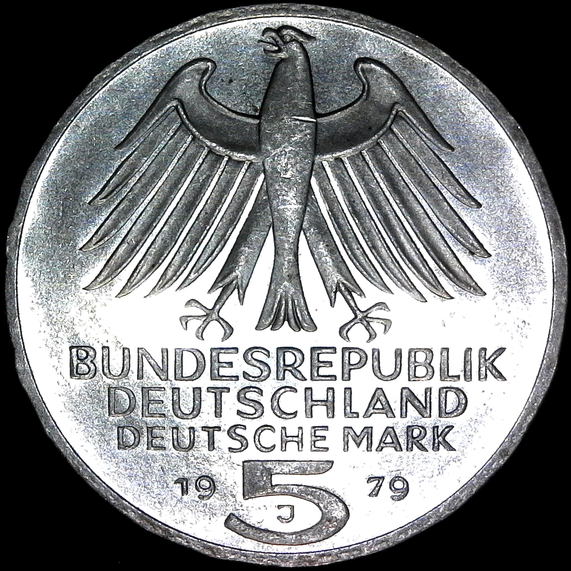 West Germany 5 Mark 1979 German Archeology 150th KM150 rev.jpg