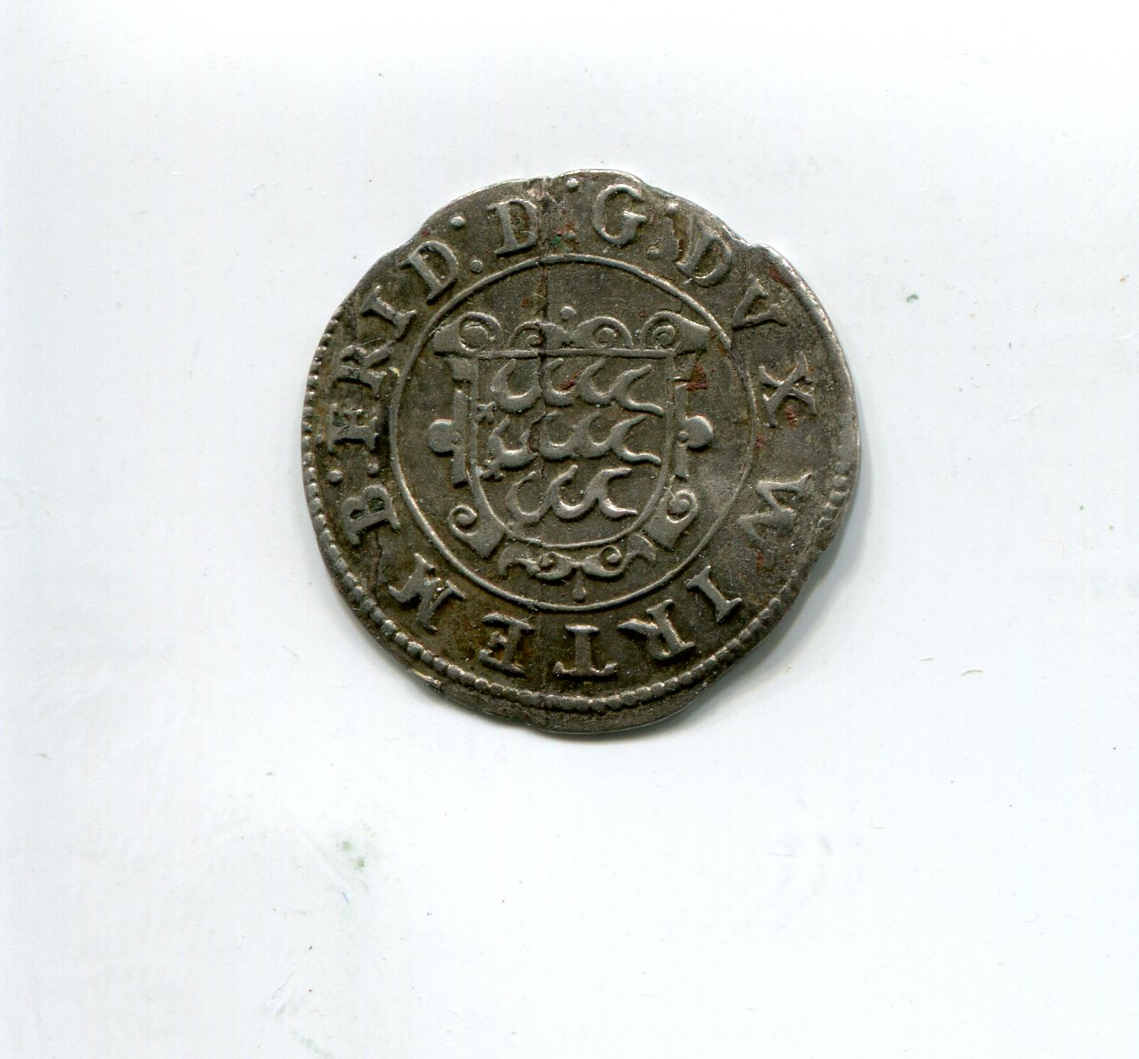 Wurttemberg Fried I Groschlein One 37 & half of Gulden 1593 obv 863.jpg
