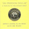 1981 Freedom Dollar on 1971-S Eisenhower Slab ObvD.jpg