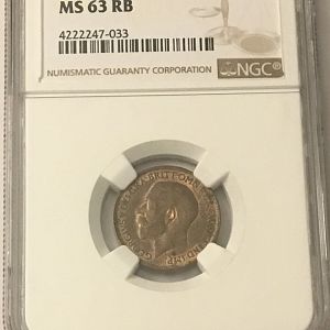 1918 Great Britain 1/4P Farthing obv
