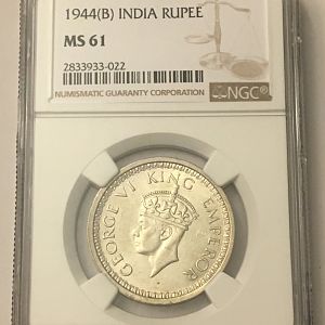 1944(B) India Rupee obv