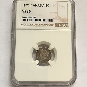 1901 Canada 5 cents obv