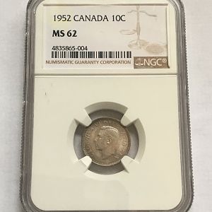 1952 Canada 10 cents obv