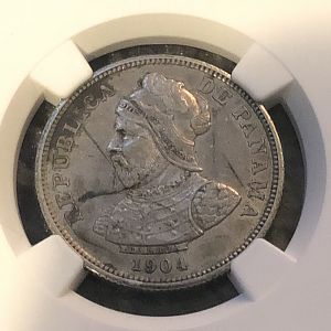 1904 Panama 25 centesimo obv closeup
