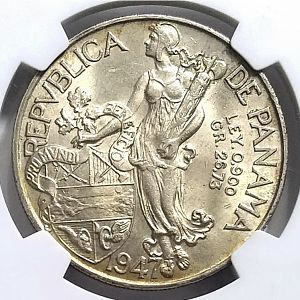 1947 Panama Un Balboa rev closeup