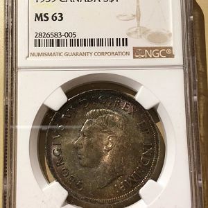 1939 Canada One Dollar obv