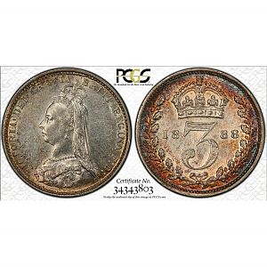 1888 Great Britain 3 pence PCGS TrueView