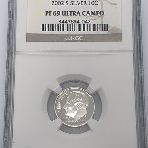 2002 S Silver Roosevelt 10 cents obv