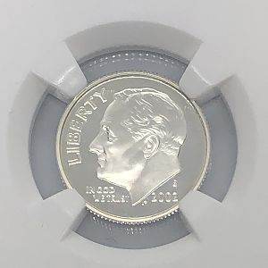 2002 S Silver Roosevelt 10 cents obv closeup