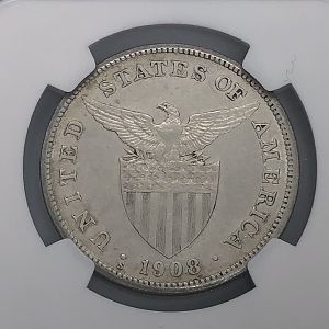 1908 S U.S.-Philippines Peso rev closeup