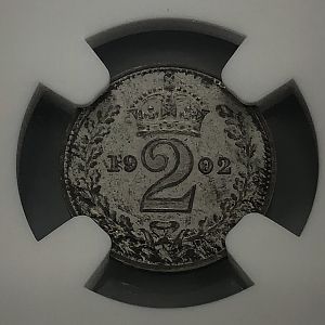 1902 Great Britain 2 pence - Maundy rev closeup