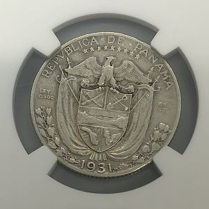 1931 Panama 1/4 Balboa rev closeup