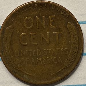 1944 D Lincoln Wheat Penny (Back)