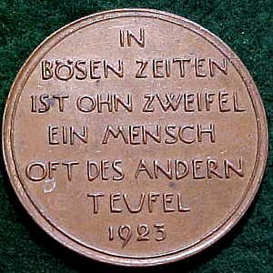 1923 German Bronze Medal Reverse