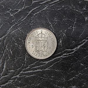 1941 Dated British 6 pence .500 silver coin reverse