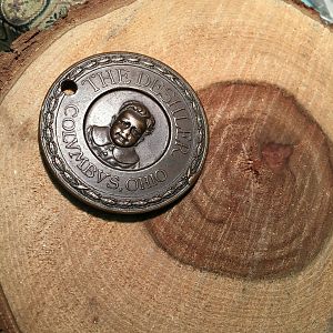 1920's The Deshler Hotel Key FOB-Obverse 44m, a tad bigger than a Morgan Silver Dollar