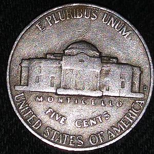 1939 D over S Jefferson nickel obv.