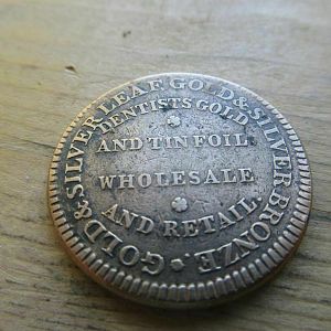 1800's Robert Ruggles Gold Beater Token-Reverse