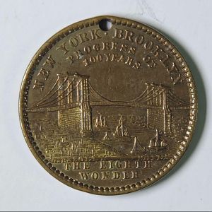 1889 George Washington Inaugural Centennial & Brooklyn Bridge- Reverse 25.5