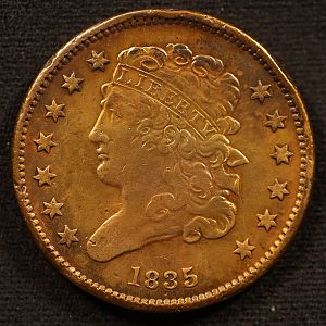 1835 Classic Liberty Half Cent Obverse