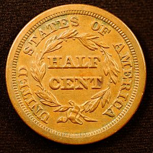 1849 Liberty Head Half Cent Reverse
