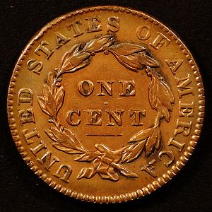 1833 Coronet Large Cent Reverse