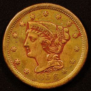 1856 Coronet Large Cent Obverse