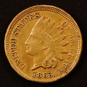 1863 Indian Head Copper Nickel Small Cent Obverse