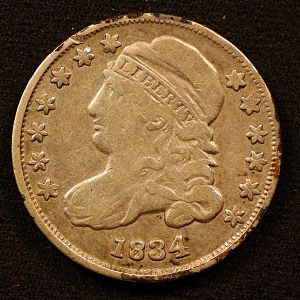 1834 Liberty Cap Dime Obverse