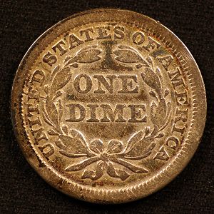 1853 Liberty Seated Arrows Dime Reverse
