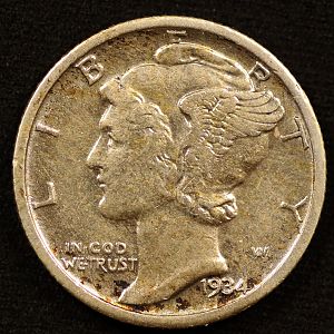 1934 Mercury Dime Obverse