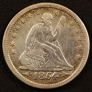 1854 Liberty Seated Arrows Quarter Obverse