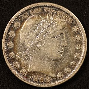 1893 Liberty Barber Quarter Obverse